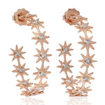 18K Rose Gold Bezel Set Diamond Star Hoop Earrings Fashion Jewelry Sale For Women's