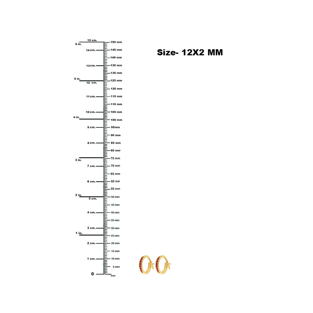 Bezel Set Ruby July Birthstone Huggie Earrings in 10K Yellow Gold – Handmade Fine Jewelry