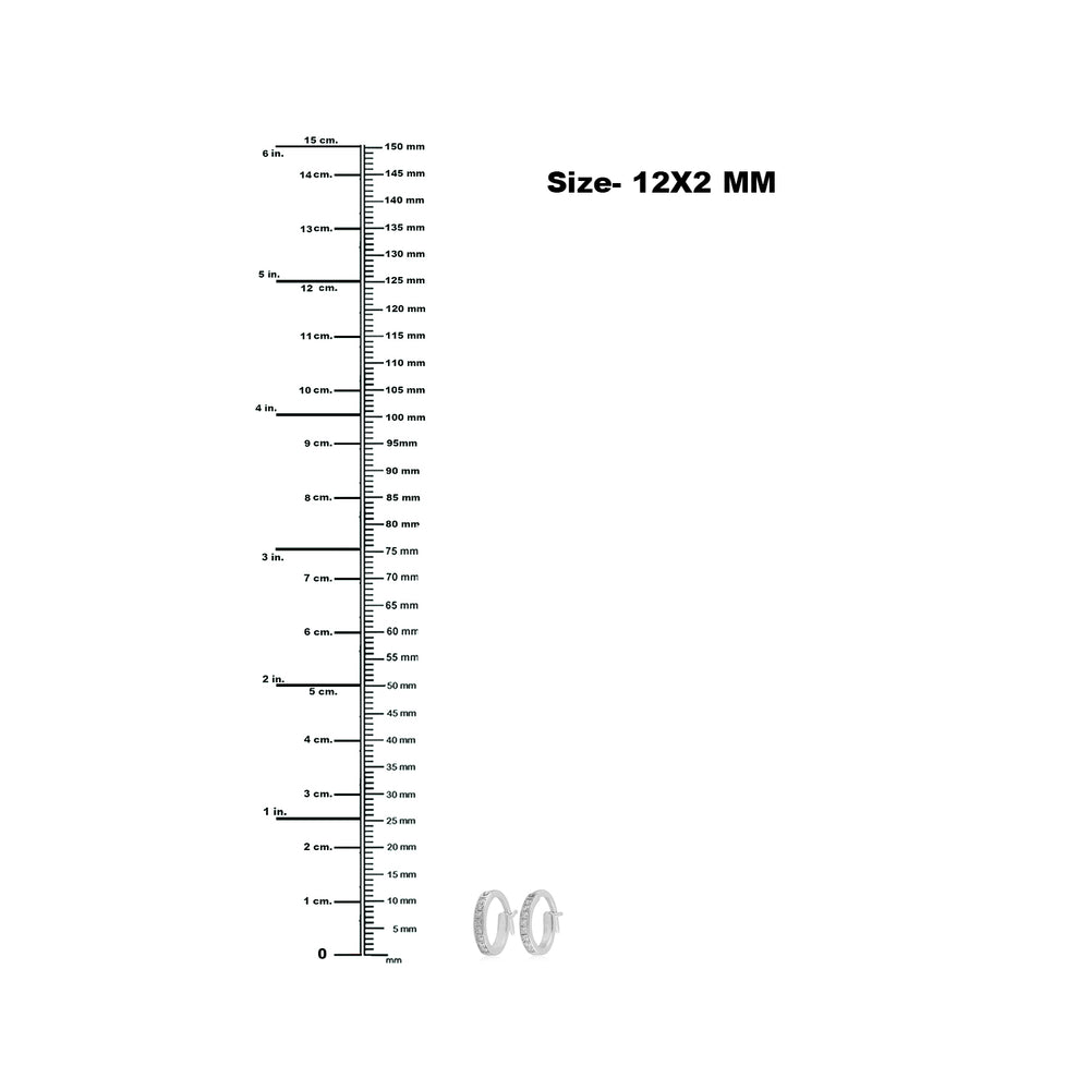 10k White Gold Minimal Huggie Earrings Pave Diamond