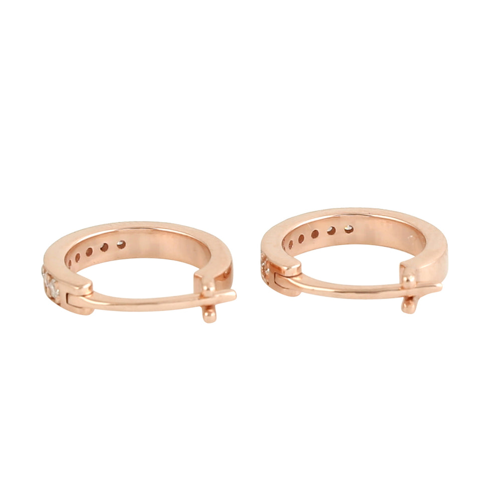 10K Rose Gold Pave Diamond Huggie Earrings for Women – Everyday Dainty Jewelry