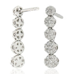 18K White Gold Natural Pave Diamond Dangle Earrings For Her