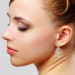 Natural Rose Cut Diamond Prong Asymmetric Dangler Earrings Made In 18K White Gold Jewelry