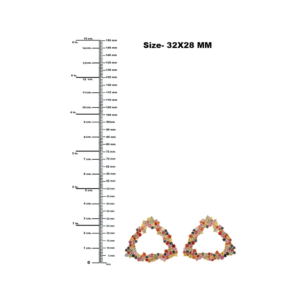 Multicolor Sapphire Gemstone Beautiful Dangle Earrings In 18k Yellow Gold