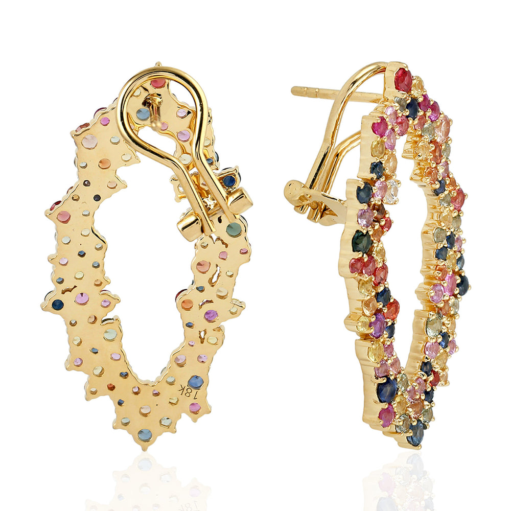 Multicolor Sapphire Front Stud Earrings in 18k Yellow Gold – September Birthstone Jewelry