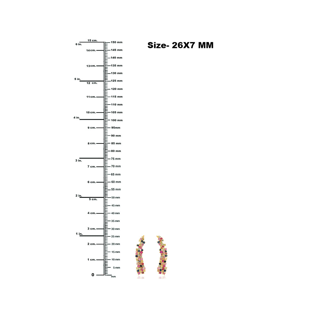 Multicolor Sapphire Ear Climber Earrings in 18k Yellow Gold – Rainbow Gemstone Fine Jewelry