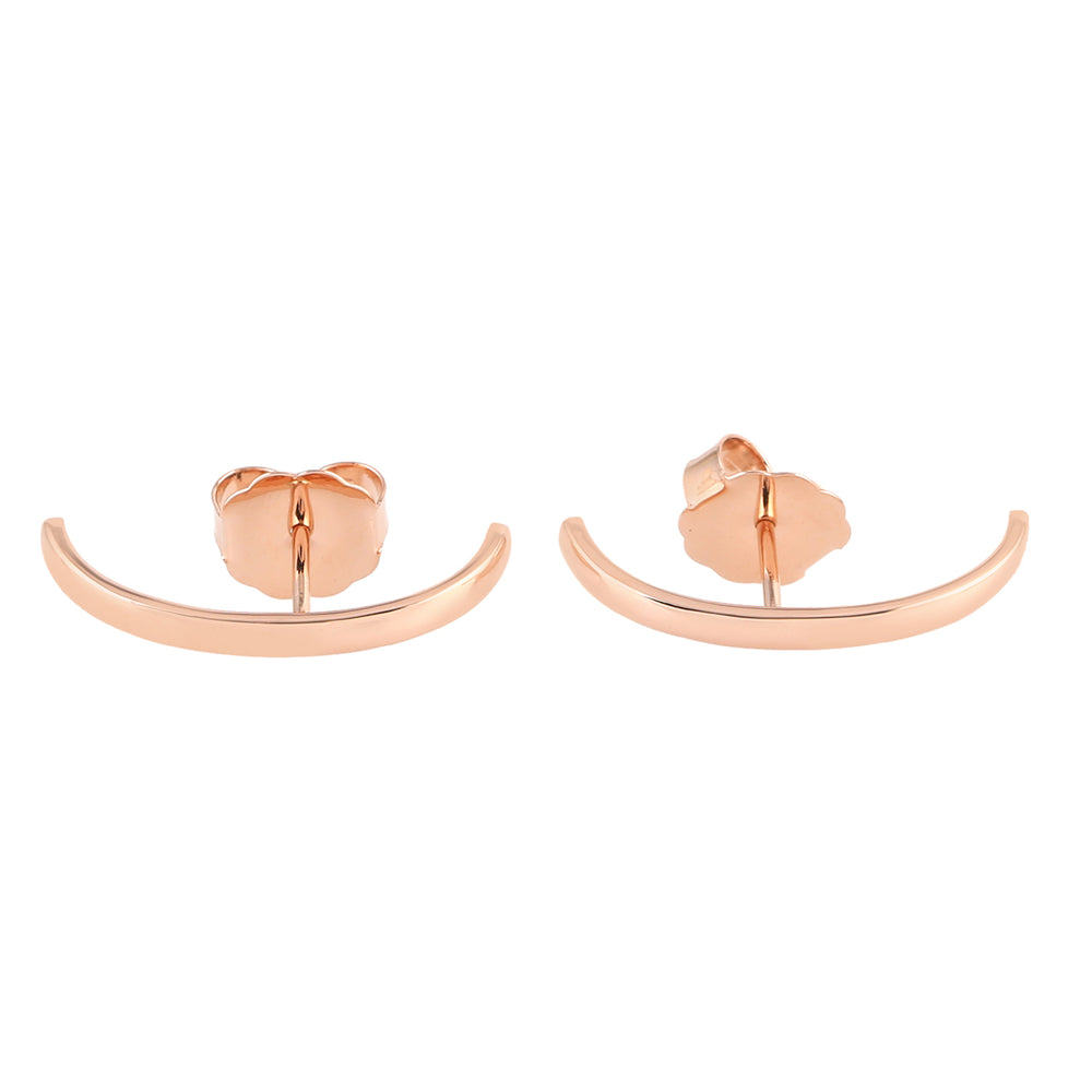 18K Rose Gold Half Moon Stud Earrings Handmade Jewelry