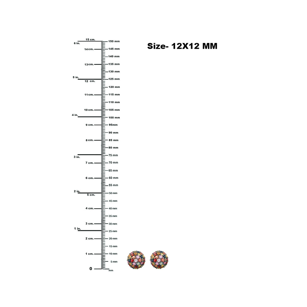 Multicolor Sapphire Dome Stud Earrings in 18K Yellow Gold – Handmade Gemstone Jewelry for Her