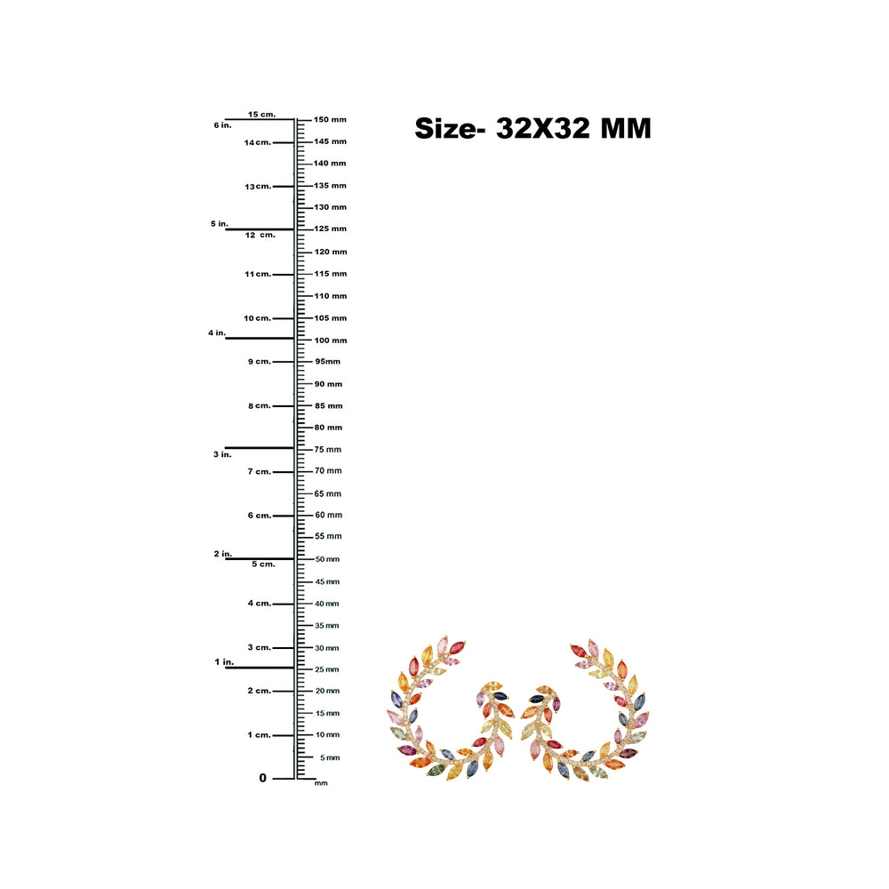 Marquise Multicolor Sapphire Pave Diamond Open Hoop Earrings In Gold