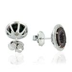 Unshaped Geode Prong Diamond Stud Earrings In 18K White Gold Jewelry For Her