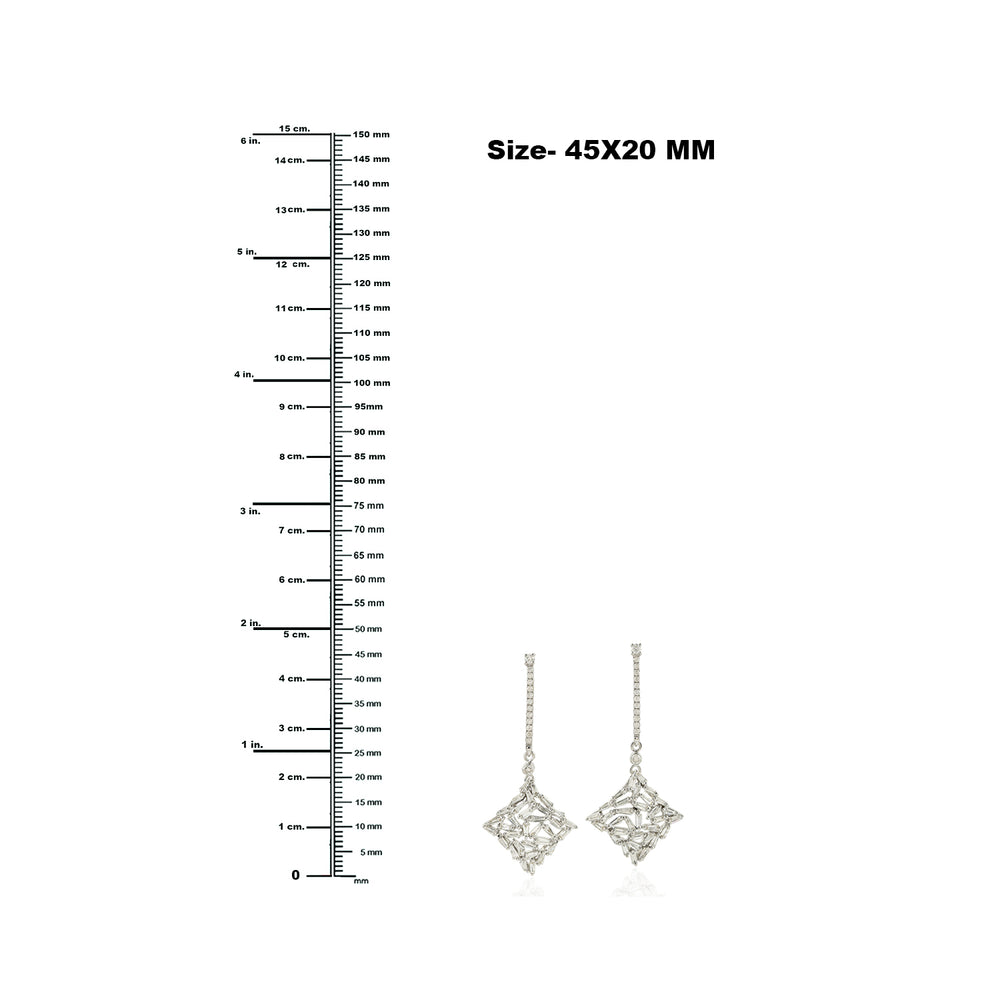 Tapered Baguette Diamond Dangle Earrings In 18k White Gold For Her