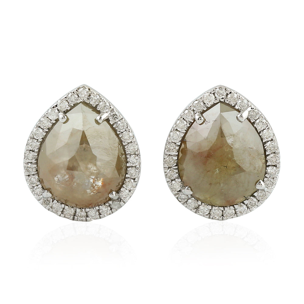 Pear Cut Ice Diamond Handmade Stud Earrings In 18K White Gold