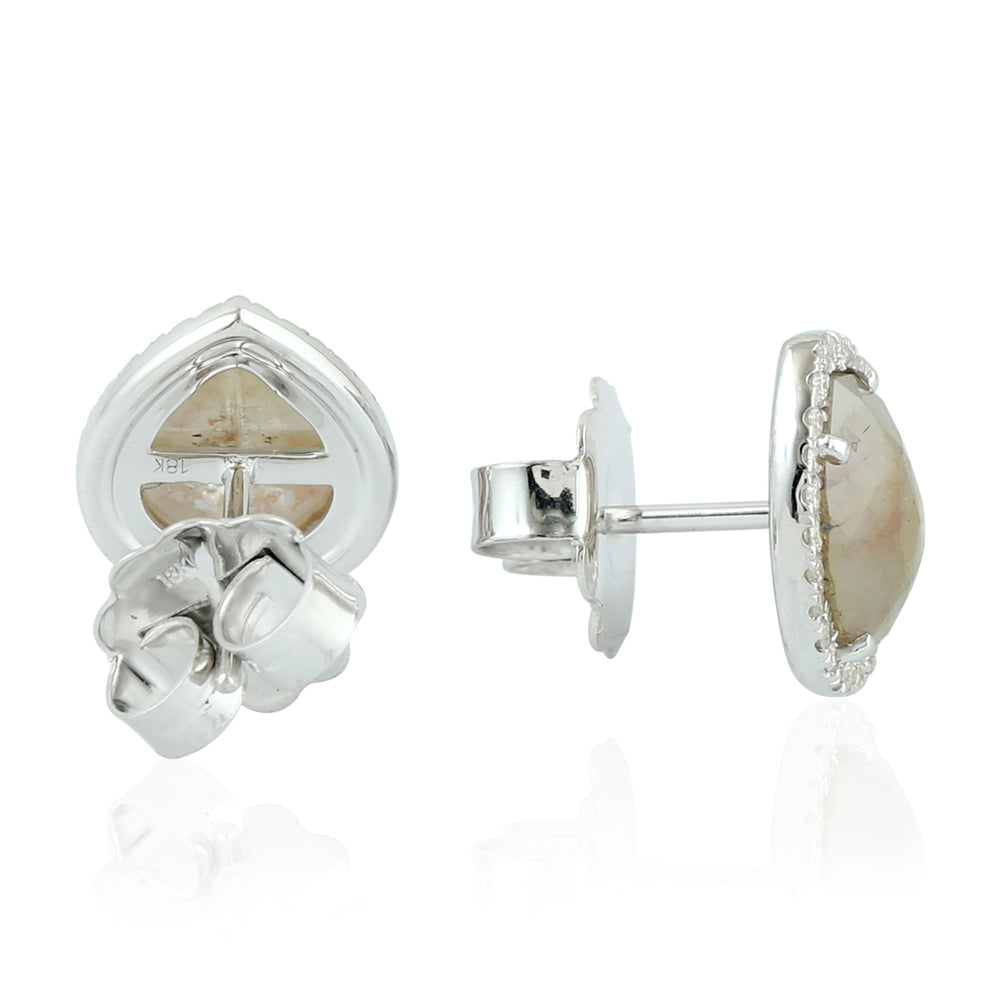 Pear Cut Ice Diamond Handmade Stud Earrings In 18K White Gold