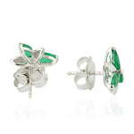 Marquise Emerald 14k White Gold Daisy Earrings For Women