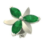 Marquise Emerald 14k White Gold Daisy Earrings For Women