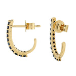 Blue Sapphire September Birthstone Hoop Earrings In 18K Yellow Gold