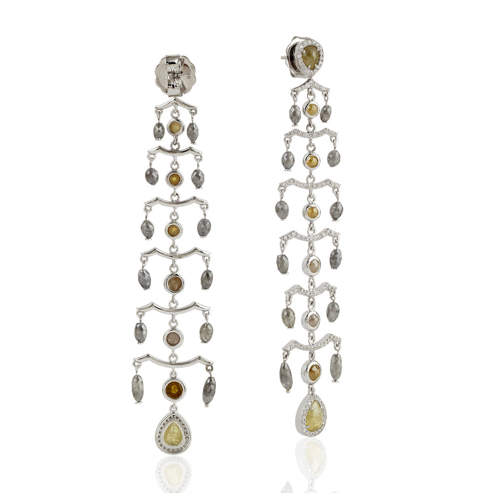 Rustic Ice Diamond Cascade Chandelier Earrings in 18K White Gold