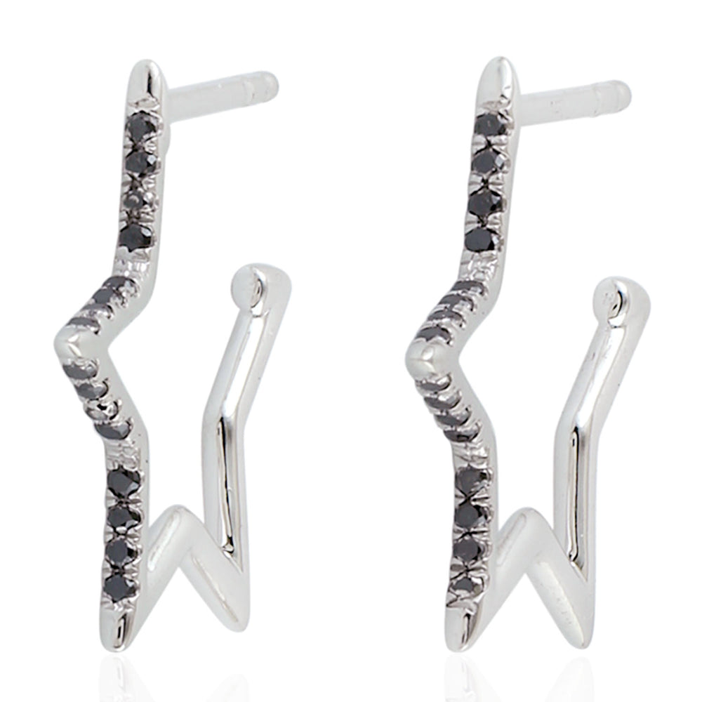 Micro Pave Diamond Star Dangle Earrings In 14K White Gold