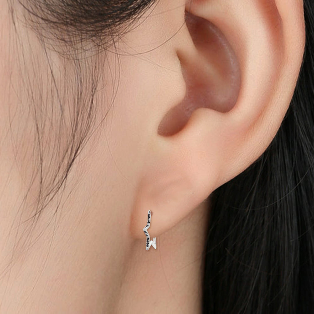 Micro Pave Diamond Star Dangle Earrings In 14K White Gold