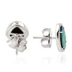 Marquise Shape Opal Doublet Pave Diamond White Gold Stud Earrings For Her