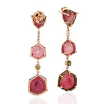 Tourmaline Melon Green Tourmaline Diamond Long Drop Beautiful Wedding 18k Rose Gold Danglers