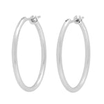 Solid 18k White Gold Hoop Earrings Simple Jewelry
