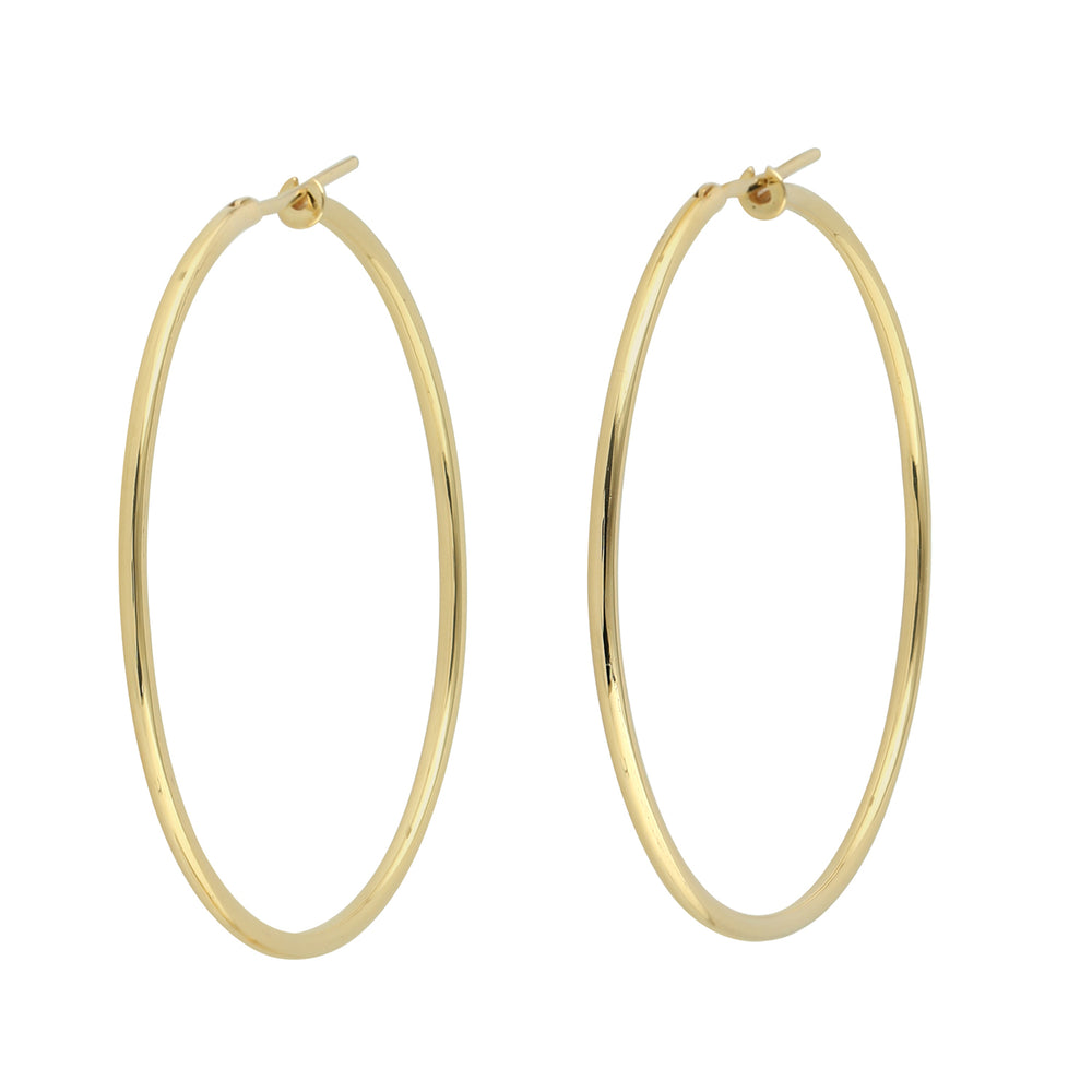 Solid 18k Yellow Gold Hoop Earrings Simple Jewelry