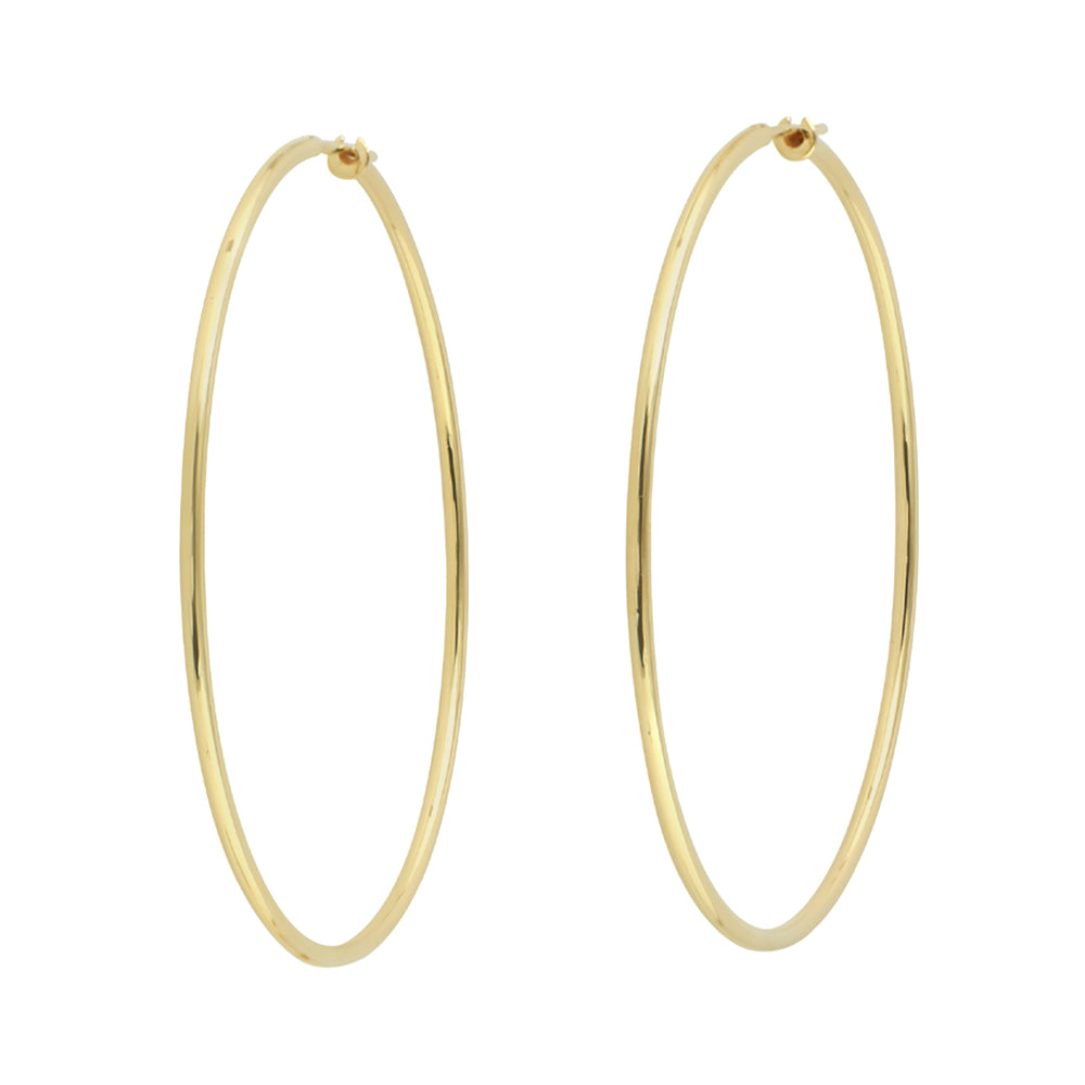 18k Solid Yellow Gold Big Hoop Ear Jewelry