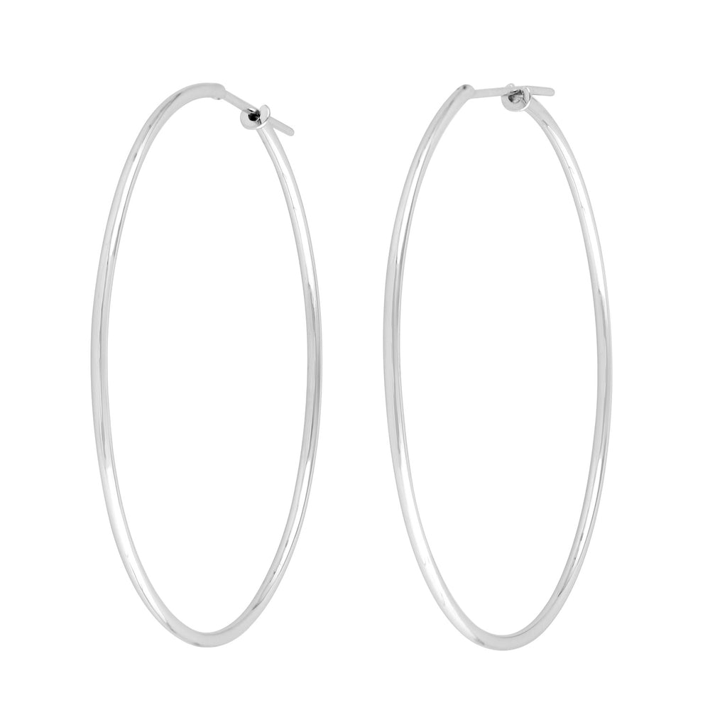 18k Solid White Gold Big Hoop Ear Jewelry