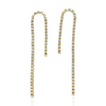 Micro Pave Diamond  18k Yellow Gold Long Drop J Design Danglers For Women