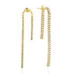 Micro Pave Diamond  18k Yellow Gold Long Drop J Design Danglers For Women