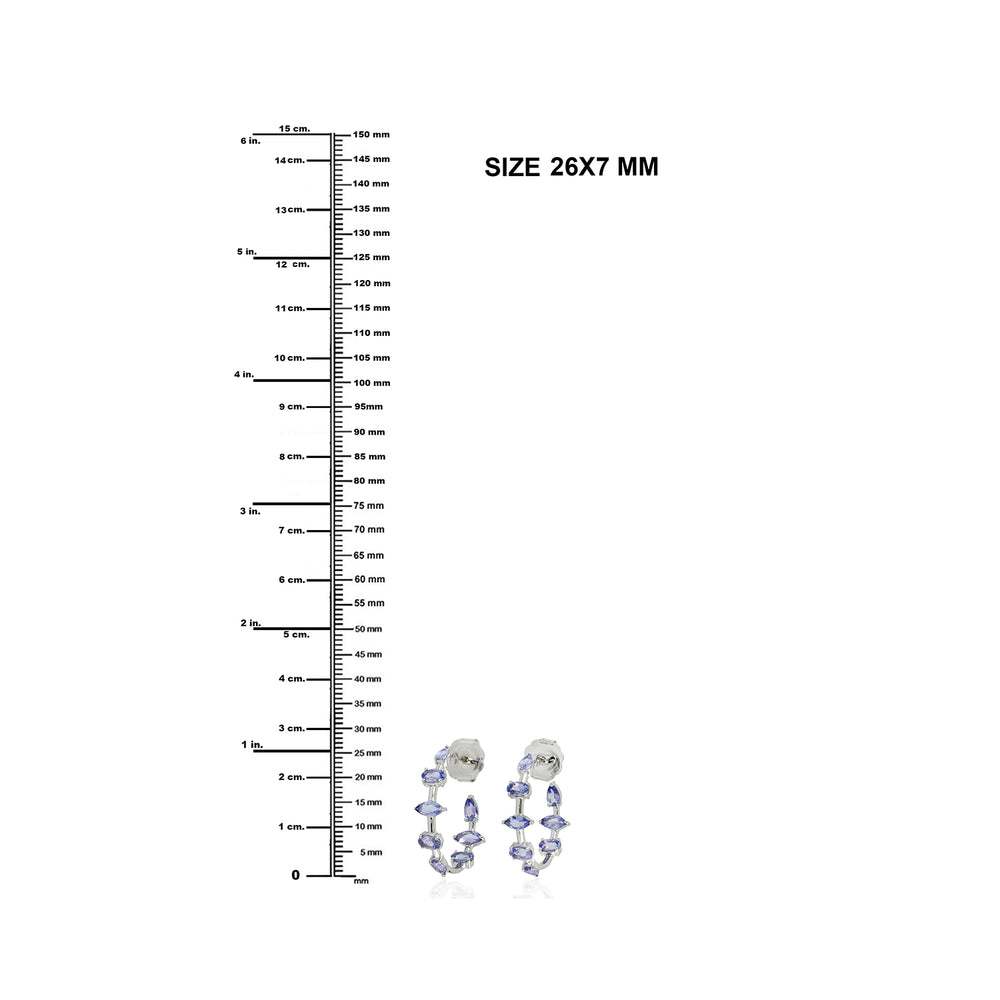 Tanzanite Gemstone Beautiful Hoop Earrings In 18k White Gold