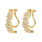 Natural Diamond In 18K Yellow Gold Cluster Omega Clip Back Earrings For Her