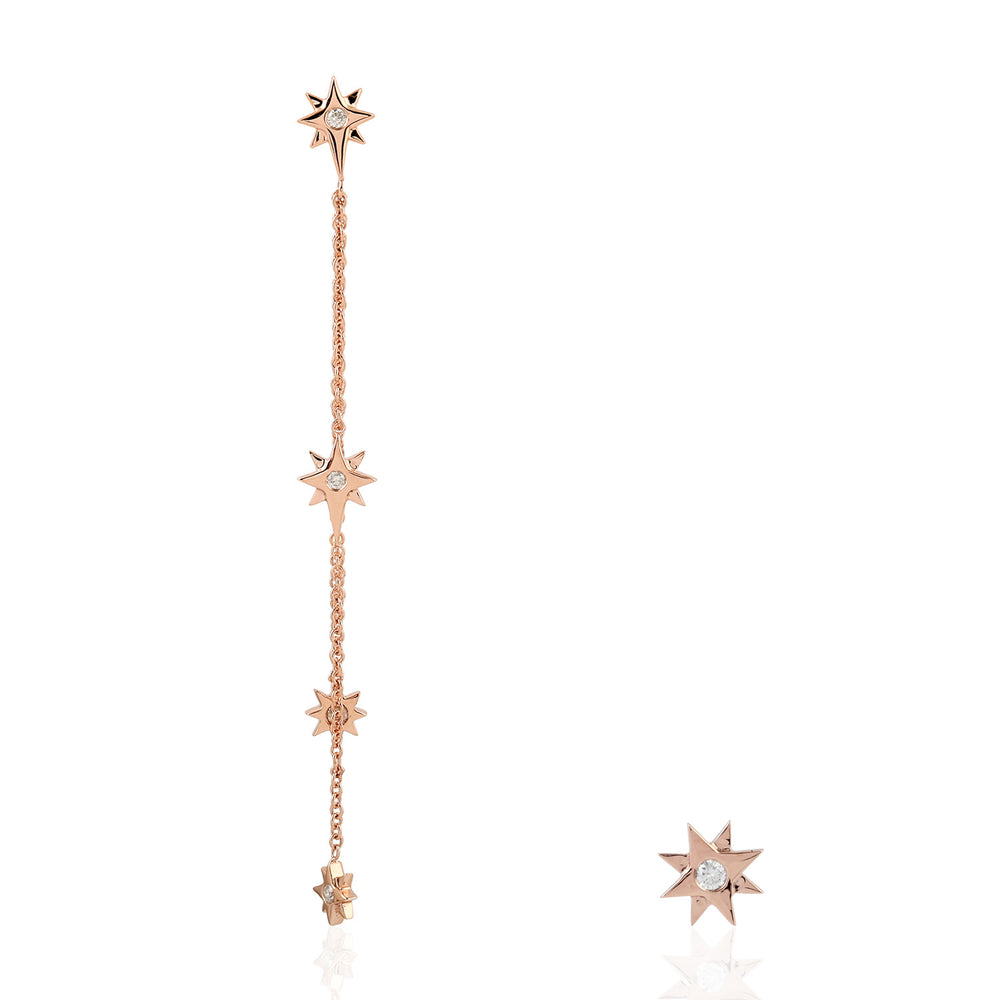 18K Rose Gold Bezel Diamond Star Design Designer Dangler For Women's