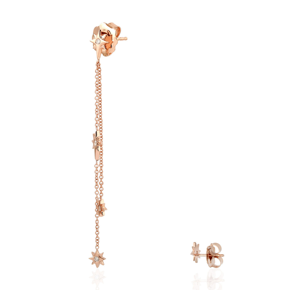 18K Rose Gold Bezel Diamond Star Design Designer Dangler For Women's