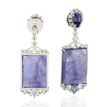 Rectangle Tanzanite Pave Diamond Stunning Danglers For Her In 18k White Gold For Her