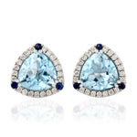 Trillion Topaz Diamond Stud Earrings In 18k White Gold For Her