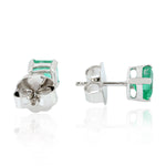 Prong Set Emerald 14k White Gold Daily Wear Stud Earrings For Women