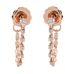 14K Rose Gold Beautiful Ear Thread Earrings Prong Diamond Jewelry