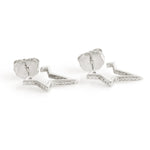 18K White Gold Micro Pave Natural Diamond Star Earrings For Birthday Gifts