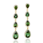 Pear Ccut Tourmaline Diamond Long Drop Danglers 18k Yellow Gold