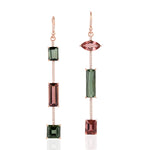 Marquise Pink Tourmaline Beautiful  Micro pave Diamoond Mismatch 18k Rose Gold Danglers For Her