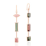 Marquise Pink Tourmaline Beautiful  Micro pave Diamoond Mismatch 18k Rose Gold Danglers For Her