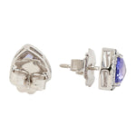 Beautiful Gemstone Tanzanite Pave Diamond Sapphire Trillion Mini Stud Earrings In 18k White Gold Gift