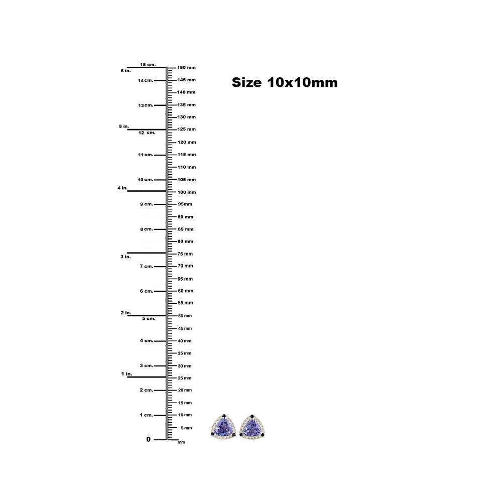 Tanzanite Sapphire Gemstone Pave Diamond Trillion Earrings In 18k White Gold