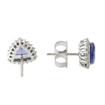 Trillion Tanzanite Pave Diamond Earrings In 18k White Gold For Her