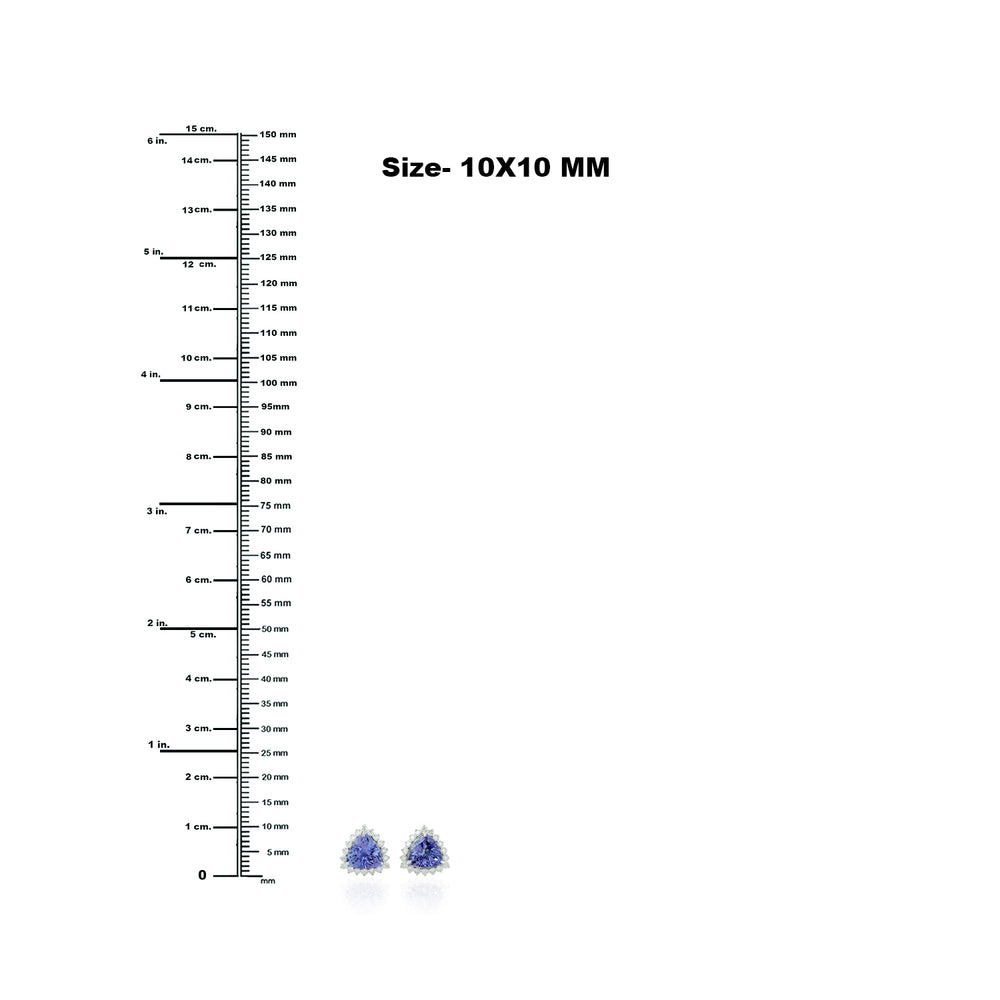 Trillion Tanzanite Gemstone Pave Diamond Earrings In 18k White Gold