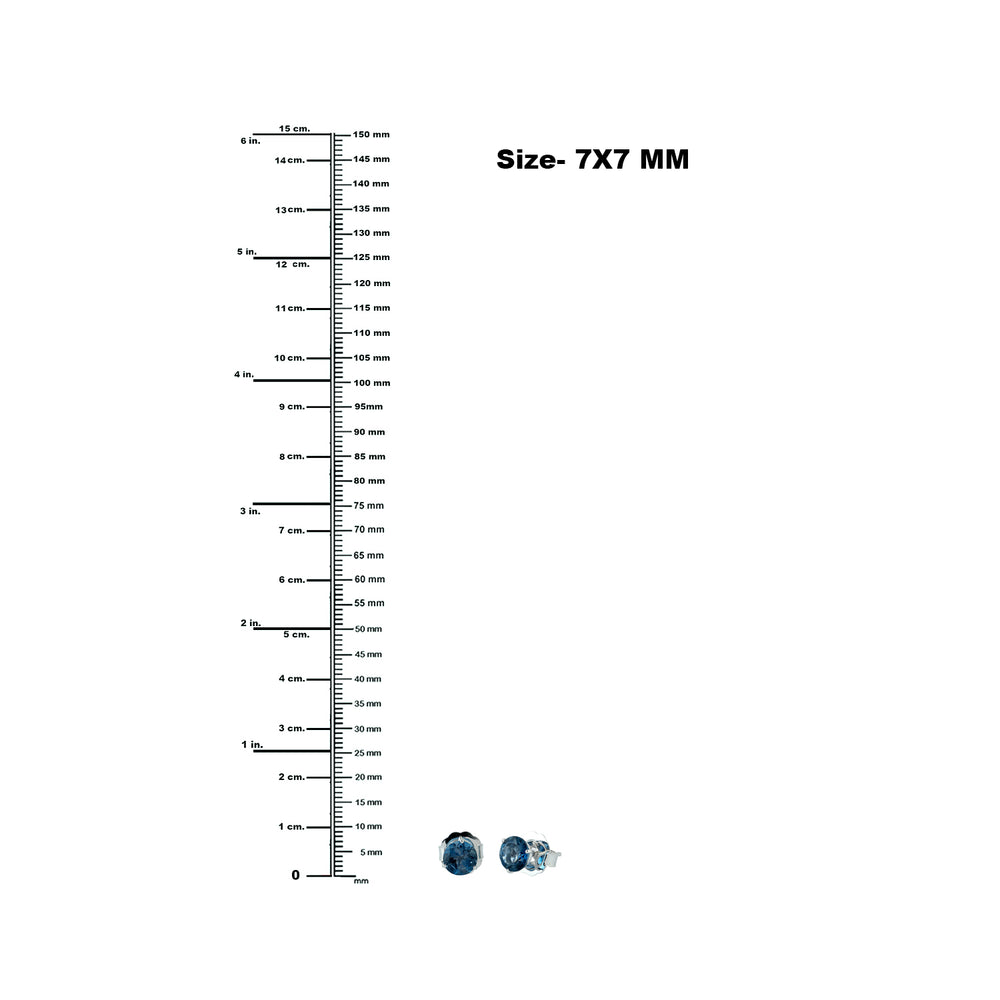 London Blue Topaz Gemstone Stud Earrings In 18k White Gold