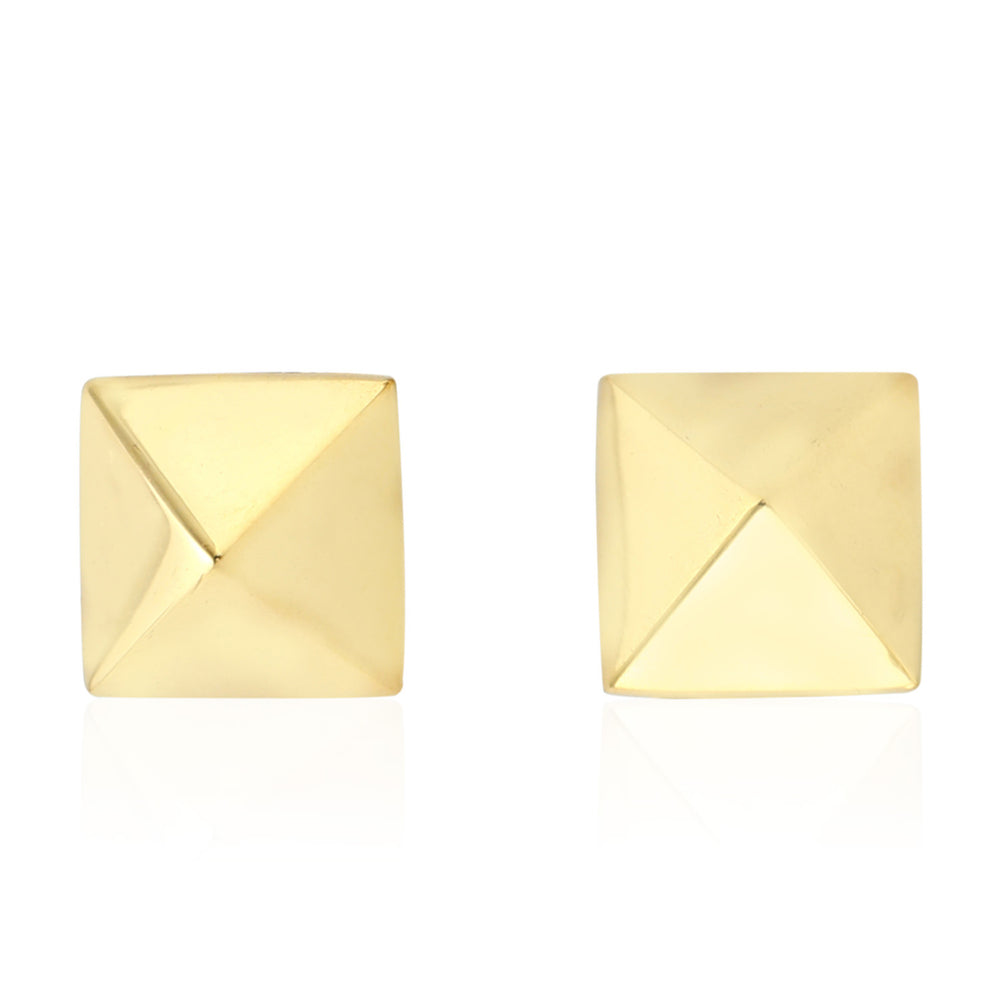 18K Yellow Gold Geometric Pyramid Stud Earrings