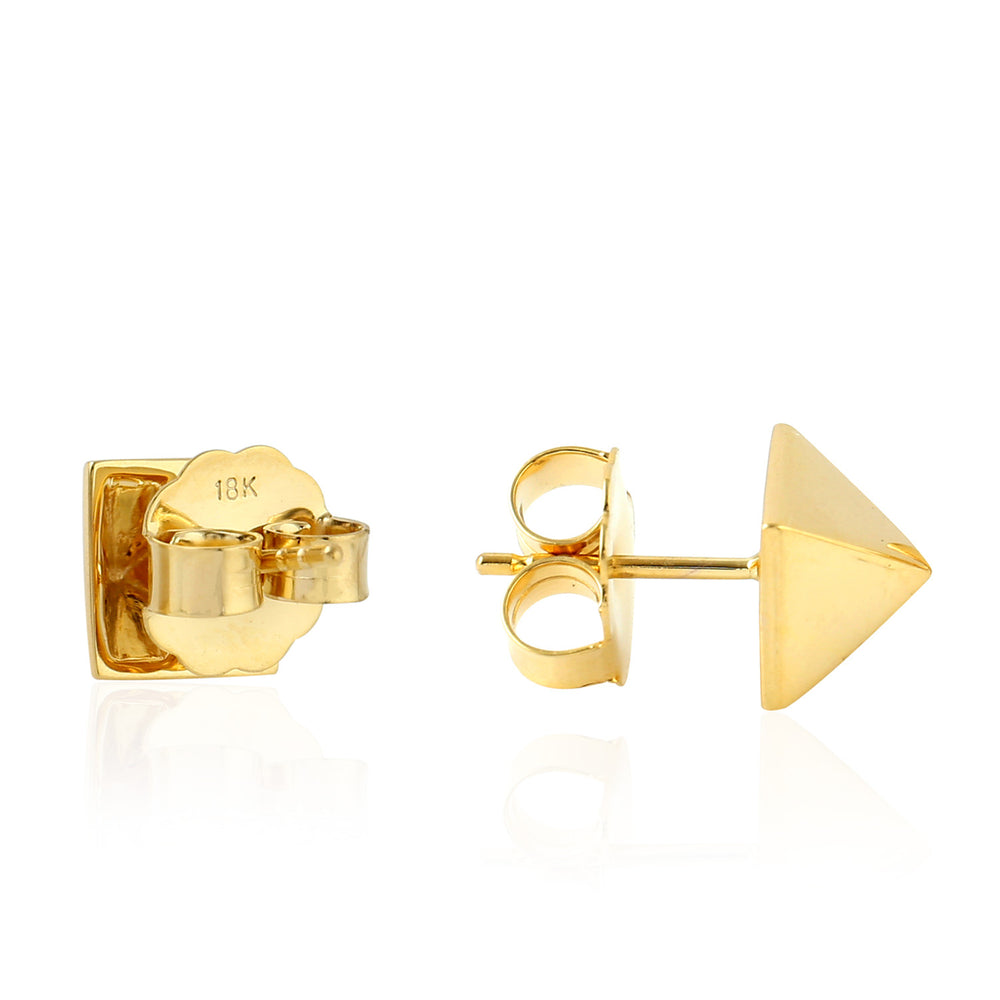 18K Yellow Gold Geometric Pyramid Stud Earrings