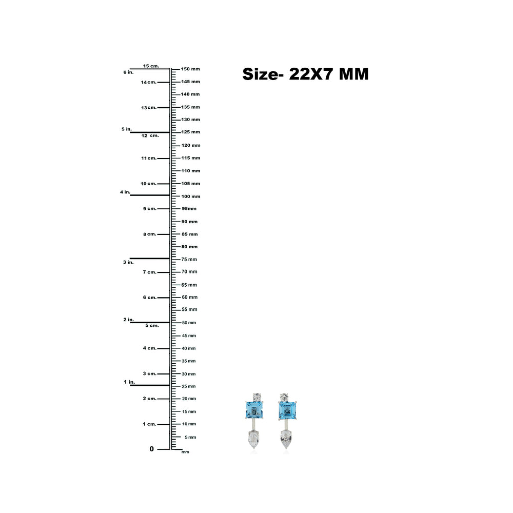 Blue Topaz Pear Cut Sapphire Ear Jackets Earrings In 18k White Gold